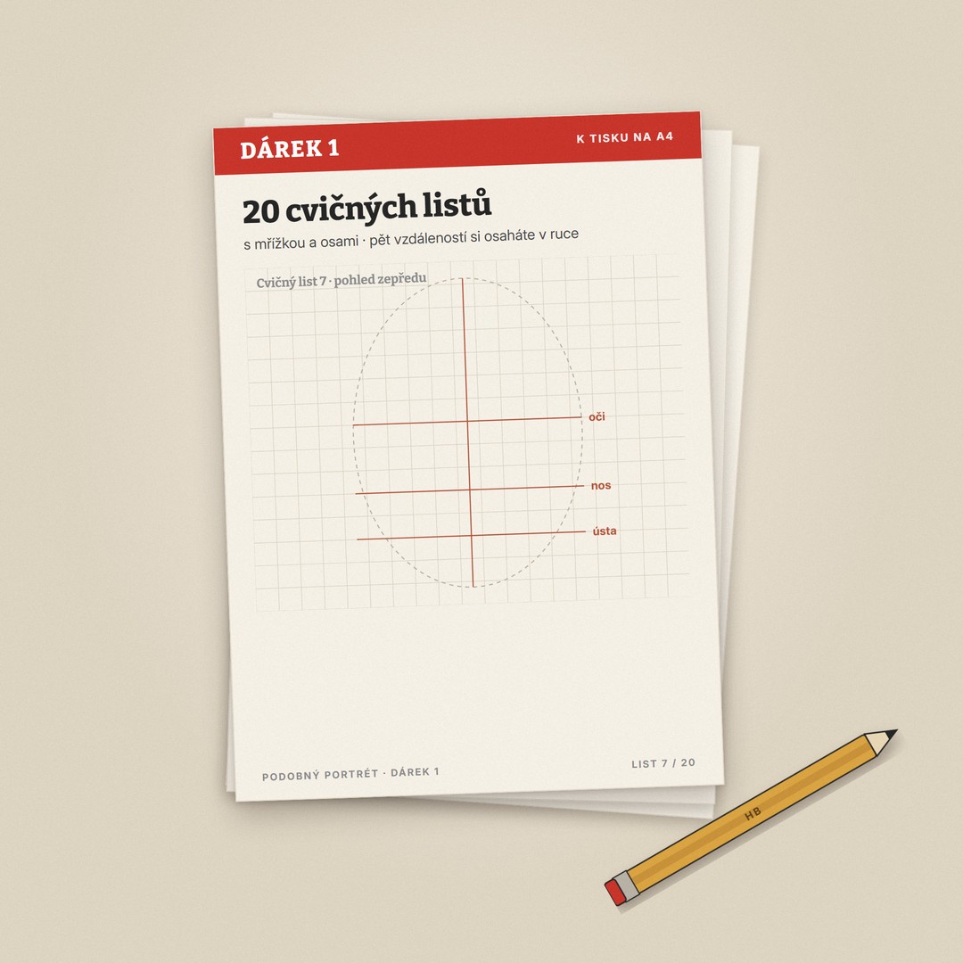 20 cvičných listů s mřížkou